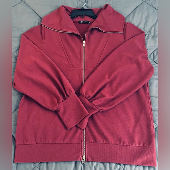 EFAN Women's Wine Color Oversized Full Zip Up Midweight Sweatshirt. Size: XL. - Picture 6 of 8